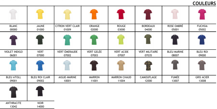 tee-shirt manches courtes sunset coloris